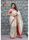 Off White Colour Varsiddhi Mintorsi Manikarnika Festive Wear Banarasi Silk Weave Designer Pallu Saree 14107